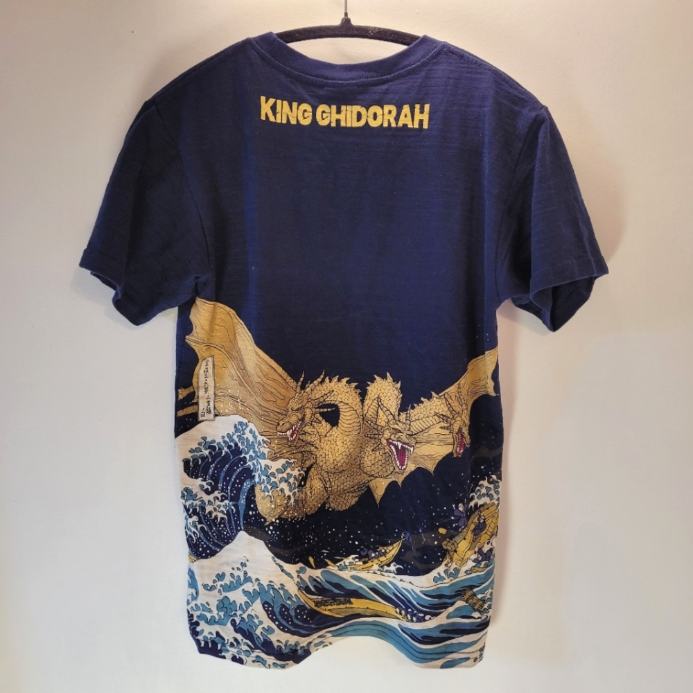 Godzilla King Ghidorah Dragon Navy Blue Tshirt - S